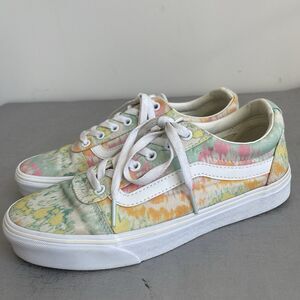 Vans Old Skool Ward Lo Sneakers Tie Dye Psychedelic Skate Shoes Women's 8